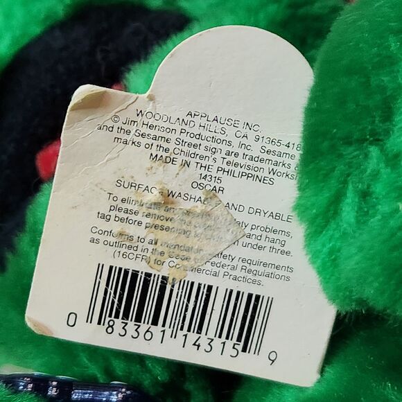 1995 Oscar the Grouch Plush in Trash Can – Classic Sesame Street Toy - Picture 8 of 14